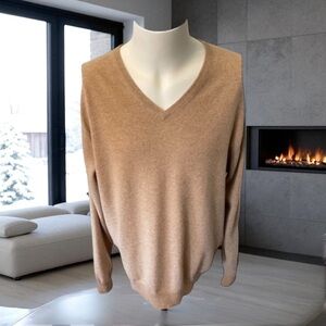 GLENSHIEL LUXE 100% CASHMERE V-Neck Sweater Size Large